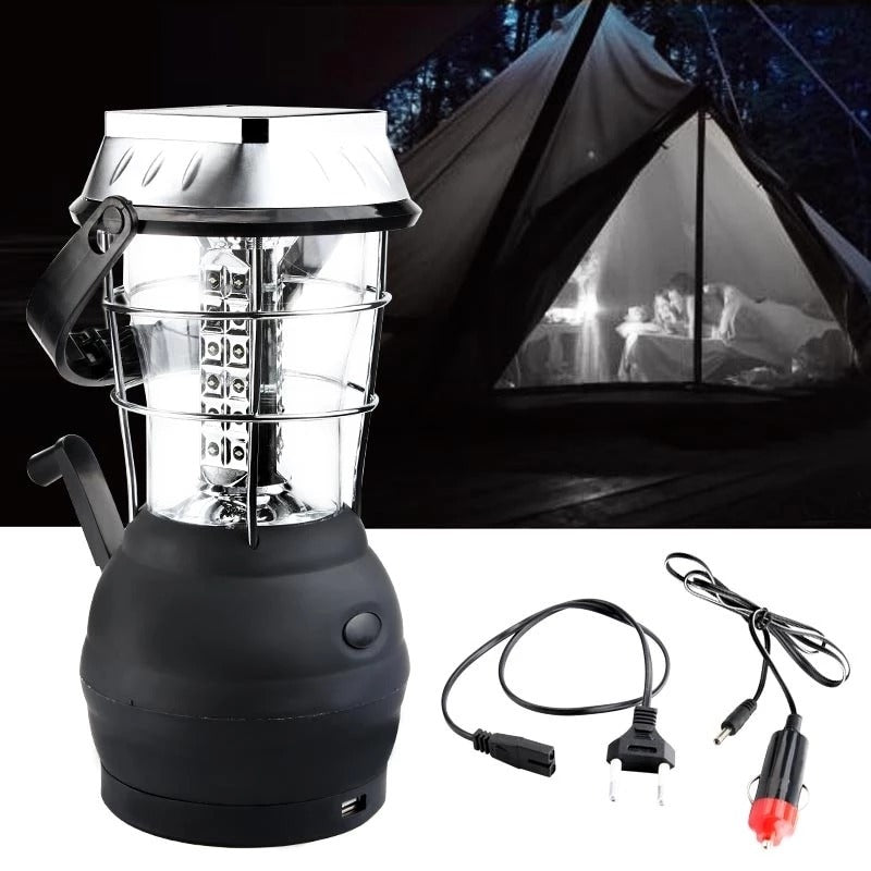 3-in-1 Solar USB & Hand-Crank Camping Lantern – 1,200mAh Rechargeable Emergency Light 8-Hour Runtime