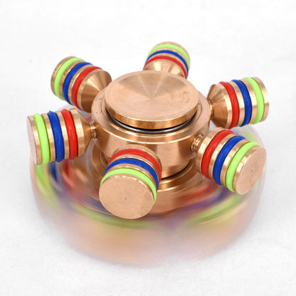 Three-Head Six-Arm Metal Gyro | Premium EDC Fidget Spinner | Silver & Gold