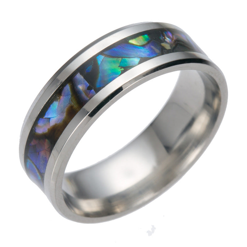 Titanium Steel Shell Ring for Men | Sizes 6–13 | Green & Blue