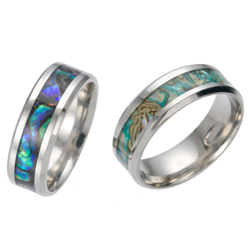 Titanium Steel Shell Ring for Men | Sizes 6–13 | Green & Blue