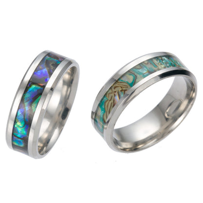 Titanium Steel Shell Ring for Men | Sizes 6–13 | Green & Blue