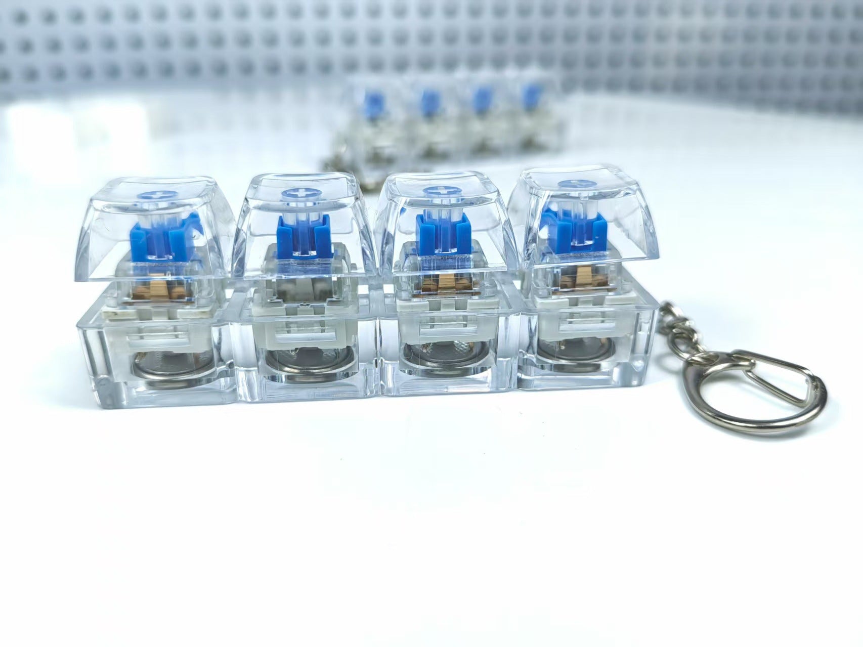 Mini 4-Key Mechanical Keyboard Fidget Clicker Keychain