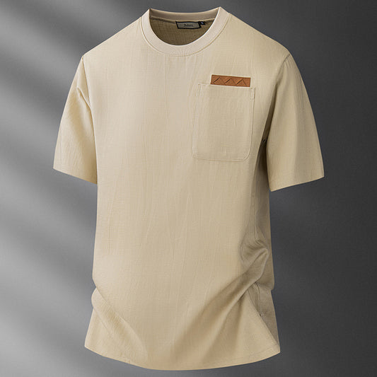 Men's Ice Silk Linen Blend T-Shirt | Lightweight Short Sleeve