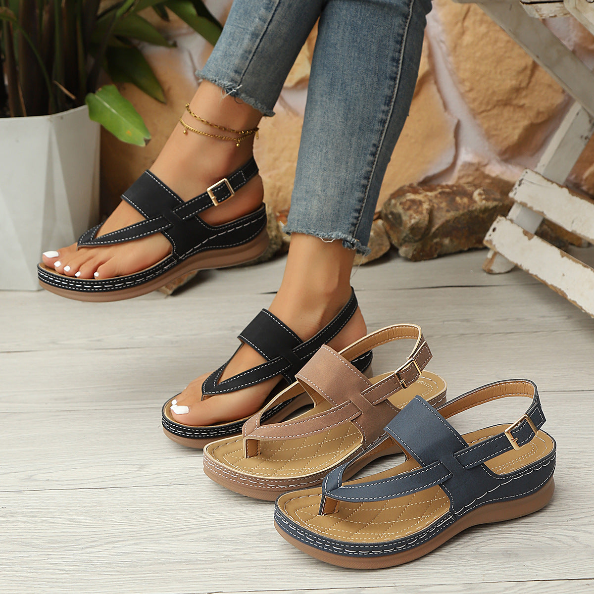 Women's Roman Buckle Strap Open-Toe Sandals | EU 36-43