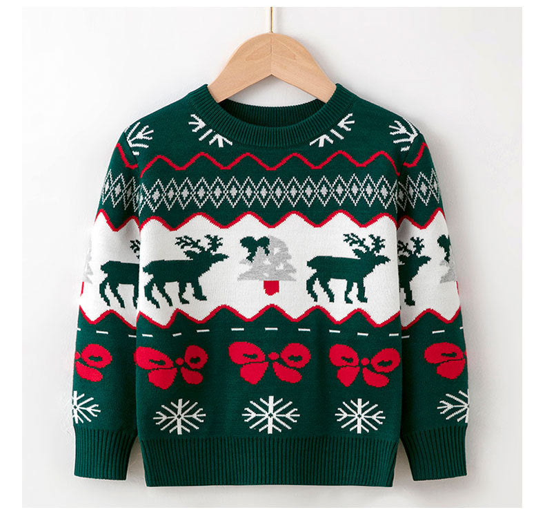 Kids Christmas Deer Knitted Pullover Sweater | Festive Jumper