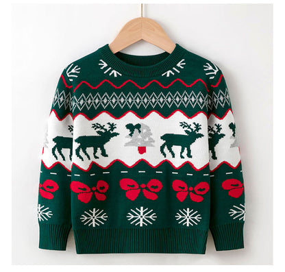 Kids Christmas Deer Knitted Pullover Sweater | Festive Jumper