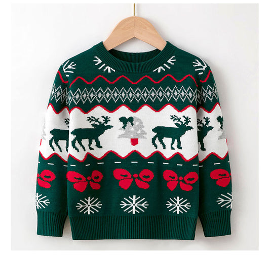 Kids Christmas Deer Knitted Pullover Sweater | Festive Jumper