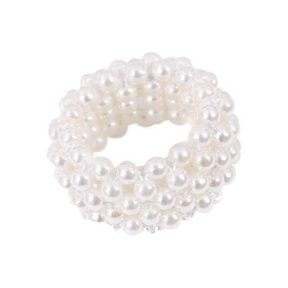 Handmade Pearl Beaded Hair Rope – Elegant Scrunchie