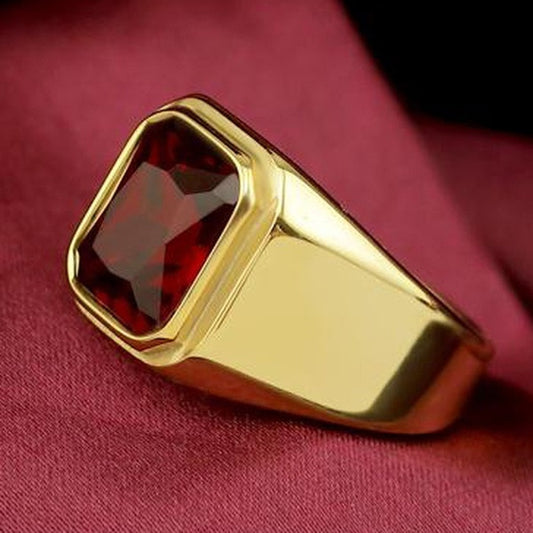 Men's Square Alloy Zircon Ring – Geometric Electroplated Statement Band