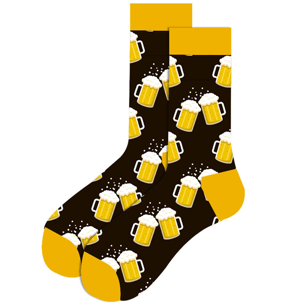 Men’s Novelty Jacquard Cotton Mid-Tube Socks 26 Designs Santa Moose EU 39-46
