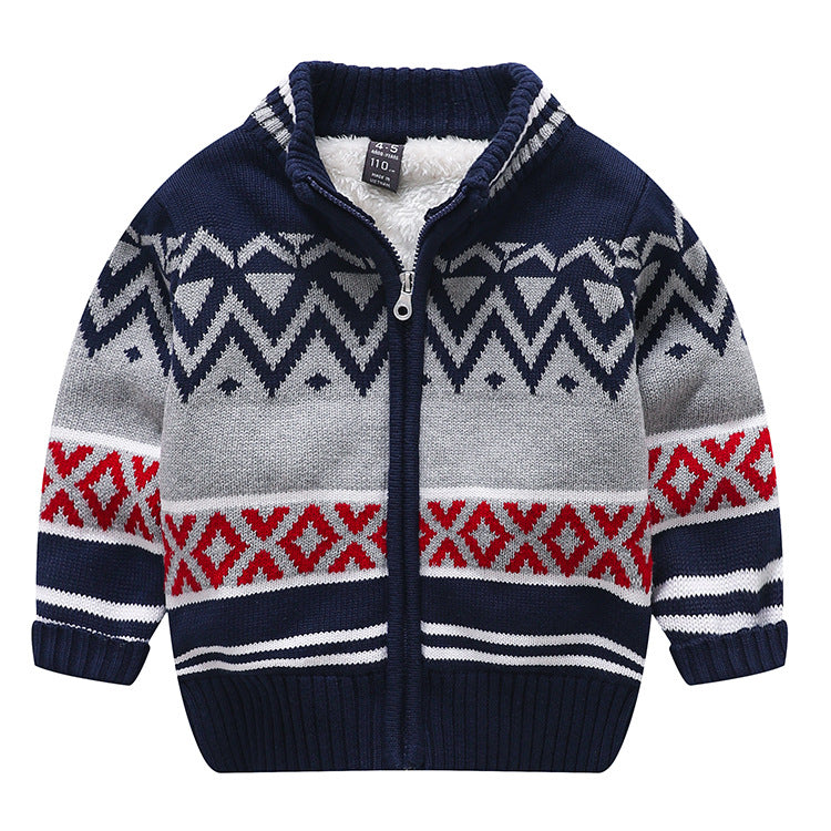Children's Striped Zip-Up Knitted Cardigan | Long Sleeve Cotton Sweater