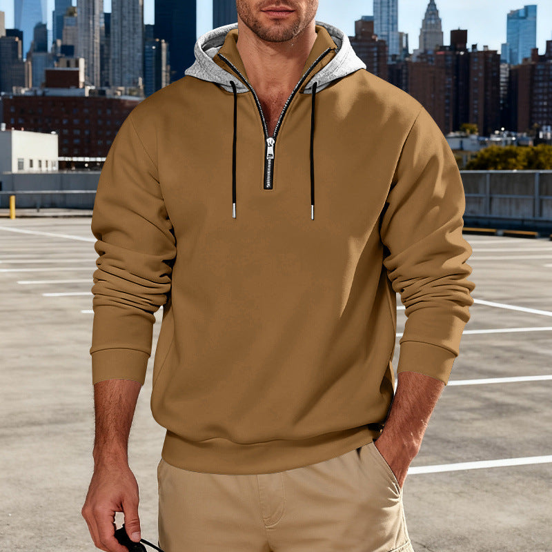 Men's Stand Collar Fleece-Lined Hoodie – Loose Fit Pullover | 8 Colours | Sizes S–3XL