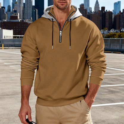 Men's Stand Collar Fleece-Lined Hoodie – Loose Fit Pullover | 8 Colours | Sizes S–3XL