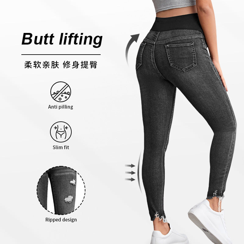 Women's High Waist Cropped Capri Pants - Stretch Denim Belly Support