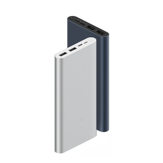 Slim Alloy Power Bank – 18W Fast Charging Dual-Port 10000mAh Black & Silver