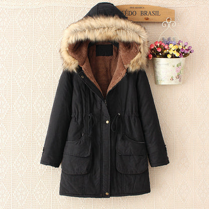 Women's Mid-Length Slim-Fit Hoodie Jacket – Fur Collar | 8 Colours | S–3XL