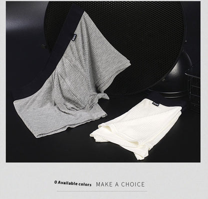 Men's Viscose U-Convex Boxer Briefs – Thin Breathable Mid-Waist White & Gray