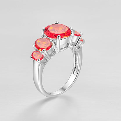 Oval Crystal Stone Ring | Platinum-Plated Coloured Gemstone Ring for Women