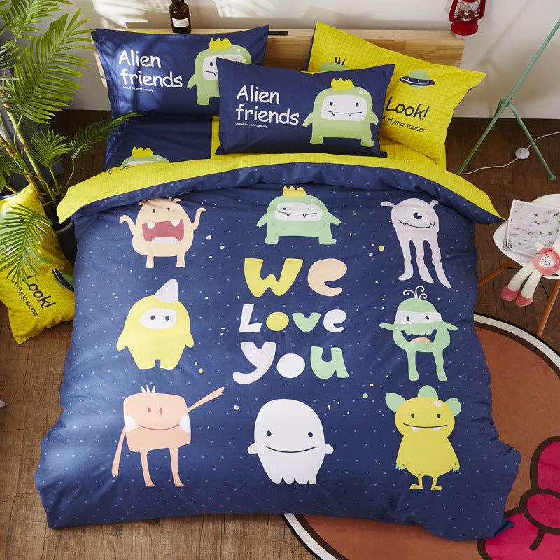 Cartoon Print Cotton Bedding Set 4 Piece | 32 Designs