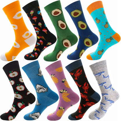 Men's Cotton Socks – 10 Pairs Mid-Calf Patterned Socks EU 39-45 23 Designs