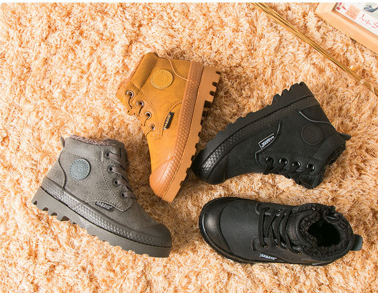 Children's Winter Martin Boots | Velcro Faux Leather Ankle Boots