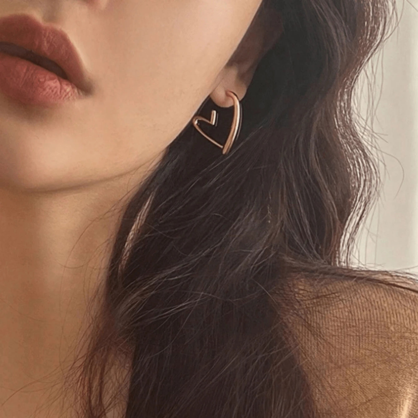 Heart-Shaped Stud Earrings | Electroplated Metal Earrings for Women