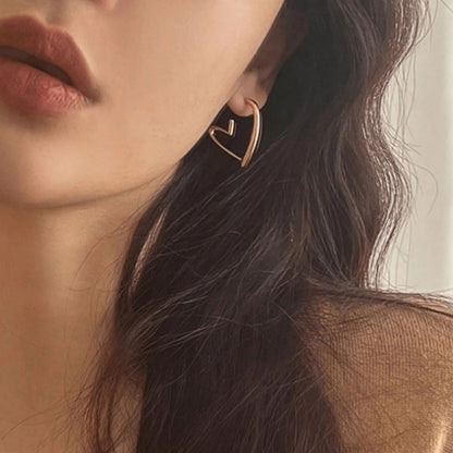 Heart-Shaped Stud Earrings | Electroplated Metal Earrings for Women