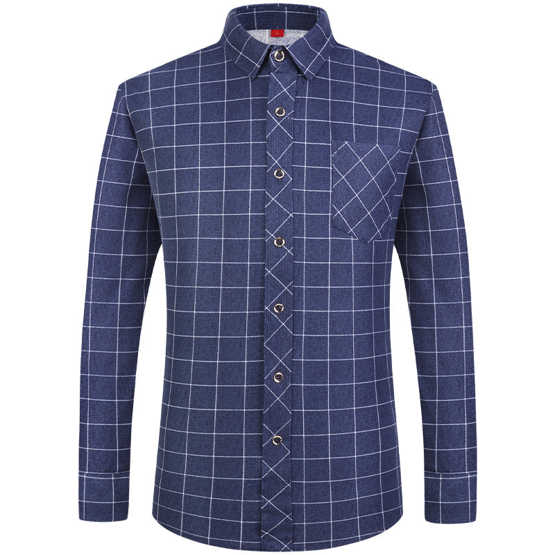 Men's Plaid Long Sleeve Shirt | Slim Fit Business Casual