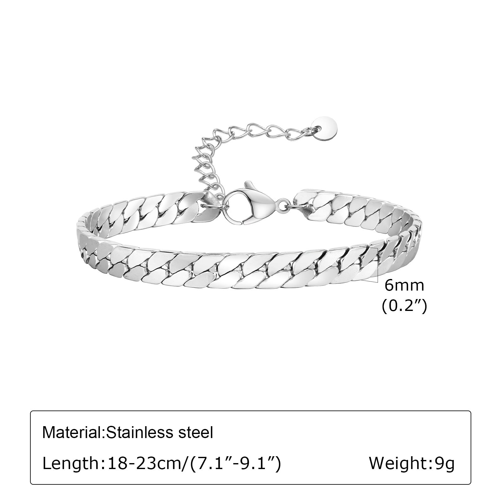 Men's Stainless Steel Chain Bracelet | 5.7mm & 6mm