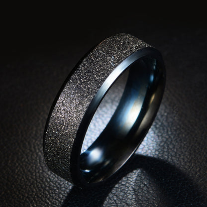 Unisex Stainless Steel Frosted Matte Ring – 6mm Minimalist Band Gold, Black & Blue
