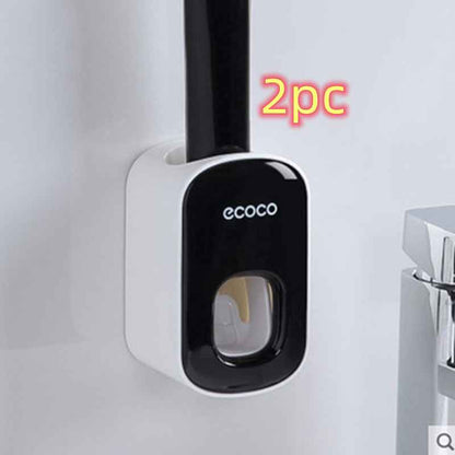 Wall-Mounted Automatic Toothpaste Dispenser & Toothbrush Holder Set