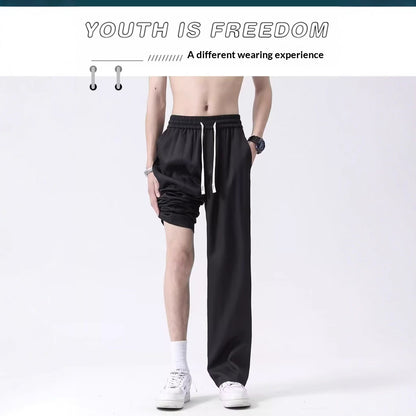 Men's Ice-Silk Lightweight Summer Trousers | Black | M-5XL