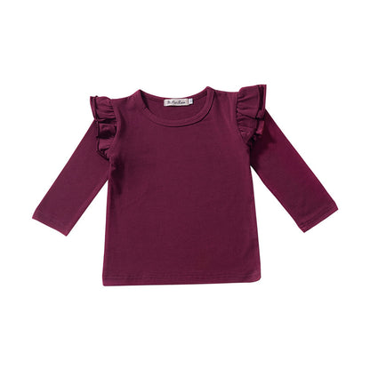 Girls Cotton Long Sleeve Plain Top – White, Red, Black