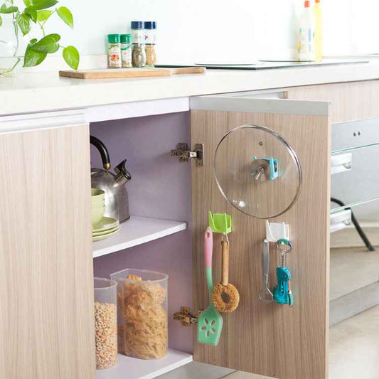 Wall-Mounted Pot Lid & Kitchen Utensil Holder – Adhesive PP Cabinet Organiser