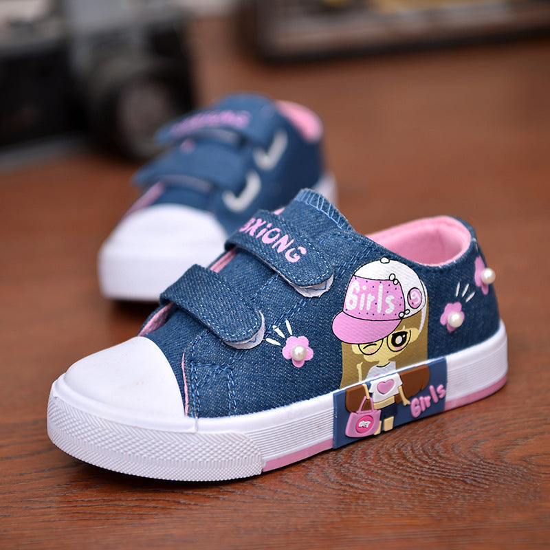 Children's Velcro Canvas Trainers – Breathable, EU 21–38