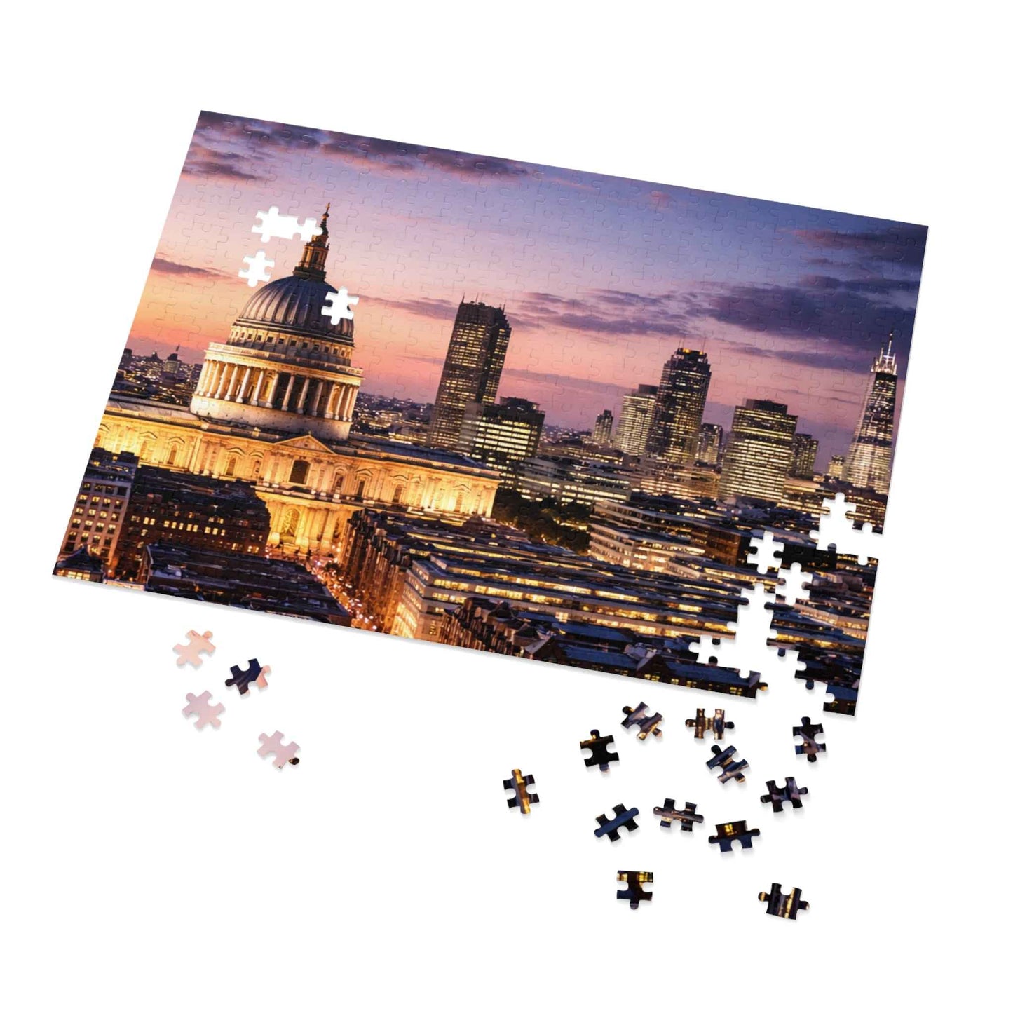 London Skyline Jigsaw Puzzle with Tin – Sunset Cityscape Gift