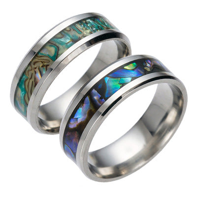Titanium Steel Shell Ring for Men | Sizes 6–13 | Green & Blue