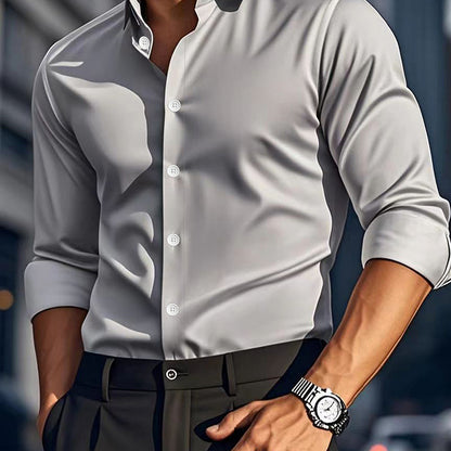 Men's Casual Solid Colour Long Sleeve Shirt | S–2XL
