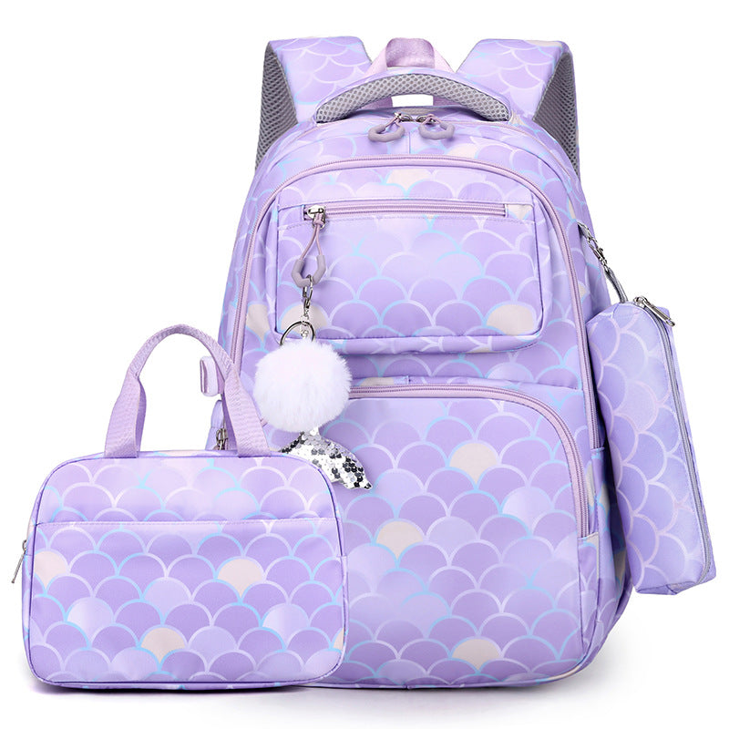 Girls' Mermaid Princess 3-Piece School Set – Backpack, Pencil Case & Handbag