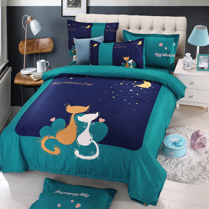 Cosy Printed Microfibre Bedding Set – 4-Piece Duvet Cover & Pillowcase