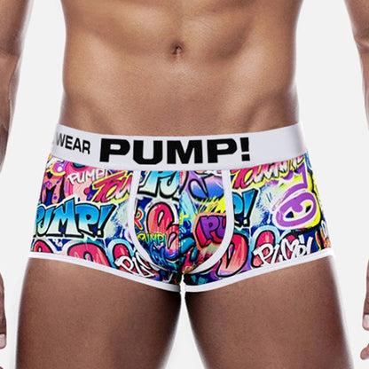 Men's Nylon Graffiti Boxer Briefs – Low-Waist Breathable Underwear