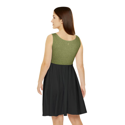 Women's Parker Square Skater Dress – Olive & Black Casual A-Line Tank Dress