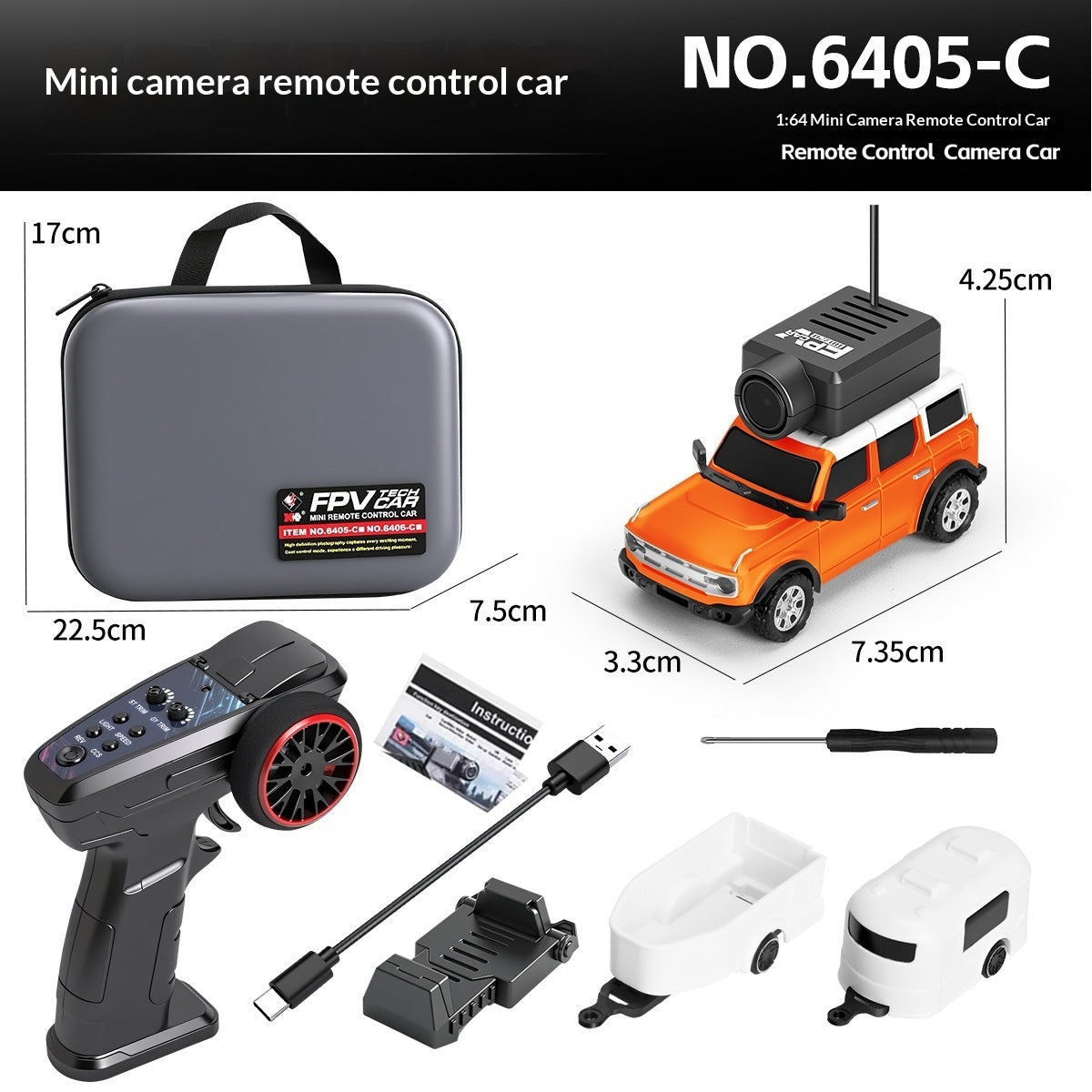 Mini FPV RC Car with Camera – HD Image Transmission Self-Stabilising 4 Colours