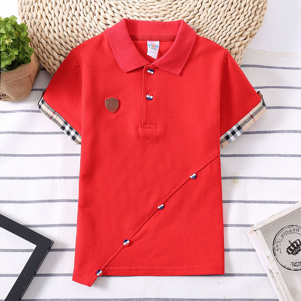 Boys' Solid Colour Cotton Top | Breathable, Casual Everyday Wear