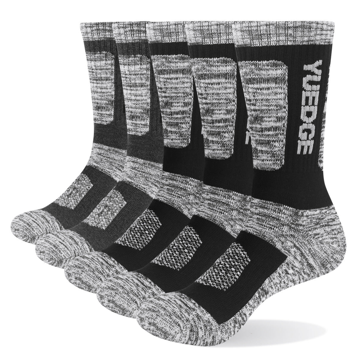 Men's Combed Cotton Sports Socks 5-Pair Pack – Breathable Thick Outdoor Socks