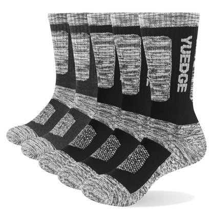 Men's Combed Cotton Sports Socks 5-Pair Pack – Breathable Thick Outdoor Socks