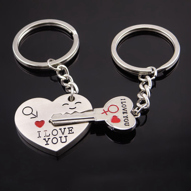 Magnetic Heart Lock & Key Couple Keychain | Romantic Gift | JP Collections