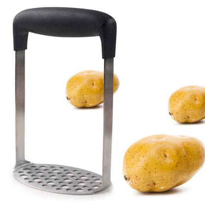 Stainless Steel Garlic & Potato Masher – Ergonomic Kitchen Masher with TPR Handle