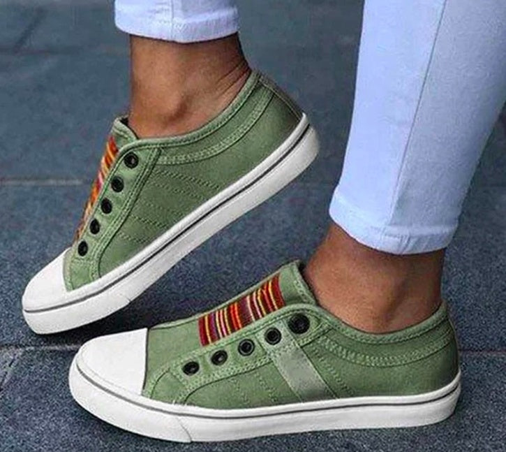 Laceless Canvas Flat Loafers - Lightweight Slip-On Casual Sneakers