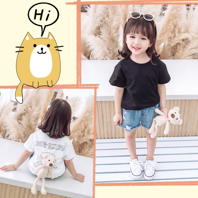 Children's Bear Print Short Sleeve T-Shirt – Cute Animal Summer Top